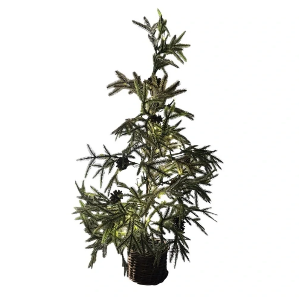 POTTERY BARN Large - 36” H Lit Faux Pine Tree in Basket